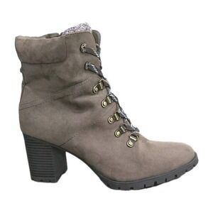 Kelly & Katie Vintage-Inspired Lace Up Combat Boot 9.5 Brown Ankle Lug Sole Heel
